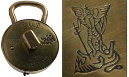 “D.O.T”. 3″ high x 2″ diameter. All brass. “D.O.T BREVETS DESCALLES” is stamped