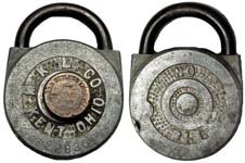 “M. K. L. Co. KENT. OHIO….” – “NO” – “NIN”. 3 1/2″ high x 2″ wide. Alloy body.