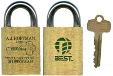 “A. J. HOFFMAN CML 1956-2004 COLLECTOR HISTORIAN”. Size: 21B72. Padlock Stamp #: