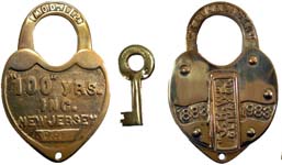 “J. H. W. CLIMAX CO. 1883 1983”. 4″ high including clevis x 2 5/8″ wide. Brass b