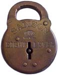 “SAMSON EIGHT LEVER” – Brass – Small Letters – Corbin – Copper Shackle