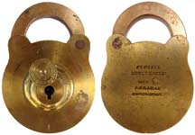 “J. T. NEEDS 100 NEW BOND ST W. LATE J. BRAMAH 124 PICCADILLY”. 3 3/8″ high x 2