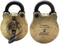 “J. T. NEEDS 128 PICCADILLY LATE J. BRAMAH 124 PICCADILLY”. 3 1/2″ high x 2 1/2″