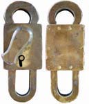 “I. D. BUSH DETROIT PATENT APRIL 2 1867”. Brass body. Brass shackle.Patent #6346