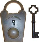 “D. R. G. M. 26846”. 3 7/8″ high x 2 5/16″ wide x 9/16″ deep. Steel body. Steel