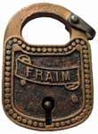 “FRAIM” – Banner – Flat Brass Shackle – Barrel Key