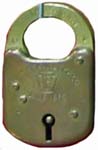 “E. T. FRAIM LOCK CO. 4 LEVERS” – Stamped Brass Case – Flat Brass Shackle – Post