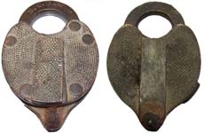 “E. C. GIBBS”. Brass body. Brass shackle.