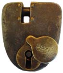 “A. THOMPSON REGISTERED JANY 20 1846 VR”. Iron body. Iron shackle.