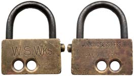 “W. S. Wks.” – “JUNKUNC BROS…” – Brass. 2.15″ high x 1.69″ wide. Brass body. S