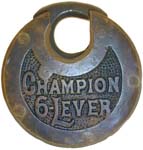 “CHAMPION 6-LEVER” – Left Pin – Wide Letters – Low Rounded Shackle