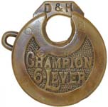 “CHAMPION 6-LEVER” – Left Pin – Wide Letters – “D & H”