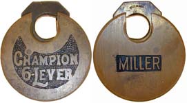 “CHAMPION 6-LEVER” – Left Pin – Wide Letters – “MILLER”