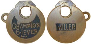 “CHAMPION 6-LEVER” – Left Pin – Narrow Letters – “MILLER”
