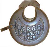 “D.&R.G.Ry. ICE HOUSE LOCK” – No Pins.