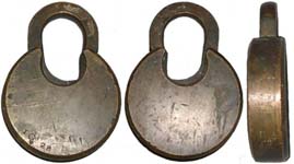 “D. K. MILLER LOCK CO. PHILA. PAT. JULY 26.70 OCT.21.73” – Horseshoe High Shackl