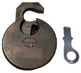 “D. K. MILLER LOCK CO. PHILA. PA PATD JULY 26.70”. 2 1/2″ diameter. “D. K. MILLE