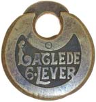 “LACLEDE 6•LEVER” – No Pins – Embossed Circle – Short Fancy “L” – Low Rounded shackle