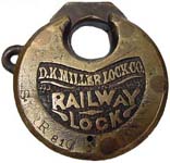 “D. K. MILLER LOCK CO. RAILWAY LOCK” – No Pins – Plain Reverse – Seal – Early Ca