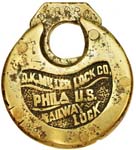 “D. K. MILLER LOCK CO. PHILA U.S. RAILWAY LOCK” – No Pins – Early Case Design –