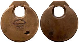 “D. K. MILLER LOCK CO PHILA. PA PATD JULY 26.70.” – No Pins. 2 1/4″ diameter. Le