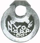 “N.Y.o.& H.R.R.R. •CO•” – 2 Pins”o” in “N.Y.o.” is an apparent casting error and