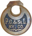“P.C.&St.L. RY. CO.” – No Pins. “D. K. MILLER LOCK CO PAT. JULY 26.70 OCT.21.73