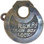 “R.G.W.Ry. TRAIN BOX LOCK.” – No Pins.
