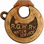 “R.G.W.Ry. WATER SERVICE” – Left Pin. “PATENT PENDING” is stamped on the obverse
