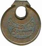 “S. B. CO. 8-LEVER” – No Pins. 2.579″ high x 2.368″ diameter x .792″ deep. Mfg: