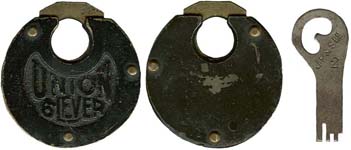 “UNION 6•LEVER” – 3 Brass Rivets – Brass Face Plate – Brass Shackle