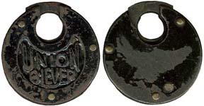 “UNION 6•LEVER” – 3 Brass Rivets – Iron Face Plate – Low Rounded Iron Shackle