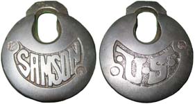 “SAMSON” – “•U•S•” – 2 Pins – Wide Fancy “•U•S•”