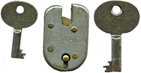 “U. S. MAIL” – Design 2 – Steel. 2 1/16″ high x 1 3/8″ wide. Steel body. Brass s