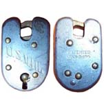 “U. S. MAIL” – Design 1 – Steel. 2 1/16″ high x 1 3/8″ wide. Steel body. Brass s