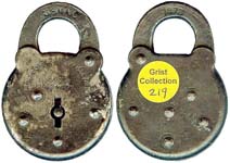 “U.S. MAIL – Eagle Lock CO” – “1873”. Steel body. Steel shackle. “1873” is stamp