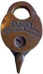“U.S. MAIL MESSENGER SERVICE”. 3 1/2″ high including clevis x 2 1/4″ wide x 5/8″