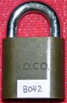 “A. O. CO.”. Size: 2B69. Padlock Stamp #: 1112-F. Color: None. Flat version.