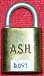 “A. S. H.”. Size: 1B69. Padlock Stamp #: 1133-F. Color: Green.