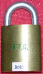 “B. F. G.”. Size: 61B72. Padlock Stamp #: 0438-E. Color: Green.