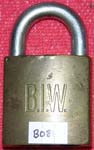 “B. I. W.”. Size: 4B72. Padlock Stamp #: 0853-E. Color: Green.