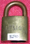 “C.F.&I.Co.”. Size: 4B60. Padlock Stamp #: ????-E. Color: Not determined.