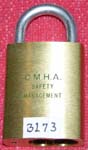“C.M.H.A. SAFETY MANAGEMENT”. Size: 11B72. Padlock Stamp #: 1898-R. Color: Green
