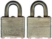 “U.S.A.F.” – “MASTER LOCK CO…”. Body Type: Laminated. Body Material: Steel. Bo