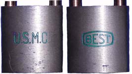 “U.S.M.C.” – “BEST”. Body Type: Extruded. Body Material: Brass. Body Size: 1 1/2