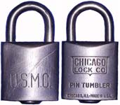 “U.S.M.C.” – “CHICAGO…”. Body Type: Solid. Body Material: Brass. Body Size: 1