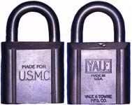 “U.S.M.C. MADE FOR” – “YALE…”. Body Type: Solid. Body Material: Brass. Body Si
