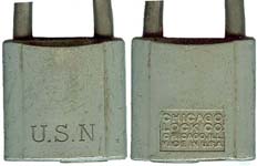 “U.S.N.” – “CHICAGO LOCK…”. Body Type: Cast 1 Piece. Body Material: Gray Metal