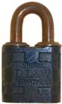 “D.L.&W. SIGNAL DEPARTMENT”. 1 3/16″ wide. Steel body. Brass shackle. Keyway: Pa