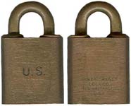 “U.S.”. 1.791″ high x 1.100″ wide. Brass body. Brass shackle. Keyway: Paracentri